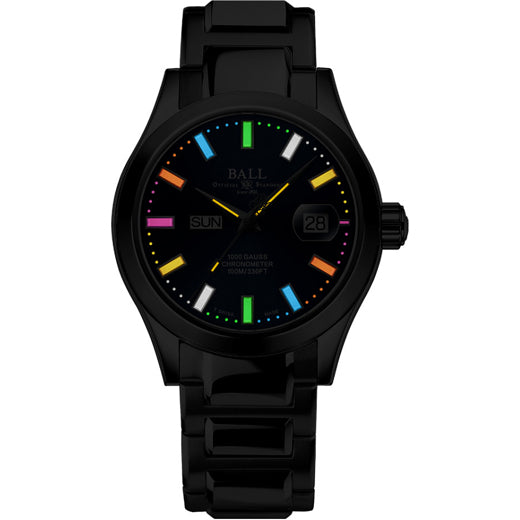 Ball NM9036C-S1C-BER Engineer III Marvelight Chronometer Day-Date Blue Dial Rainbow Tubes