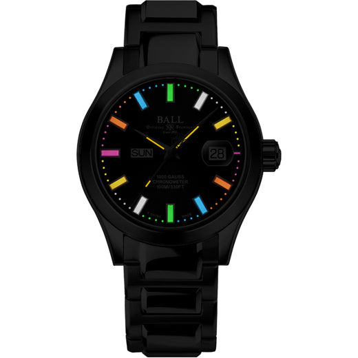 Ball NM9036C-S1C-BKR Engineer III Marvelight Chronometer Day-Date Black Dial Rainbow Tubes