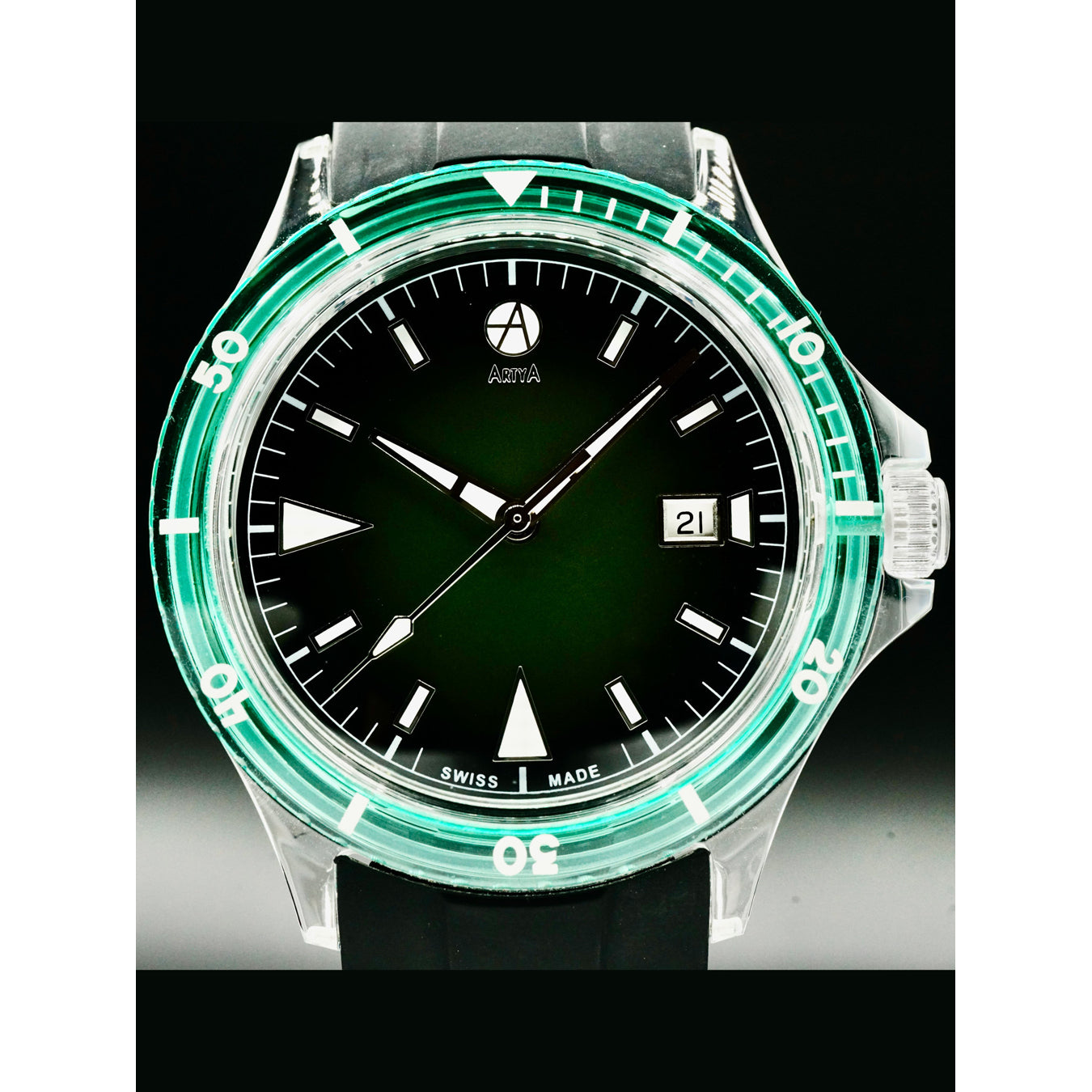 ArtyA Diver Crystal Green Smoke Green Bezel