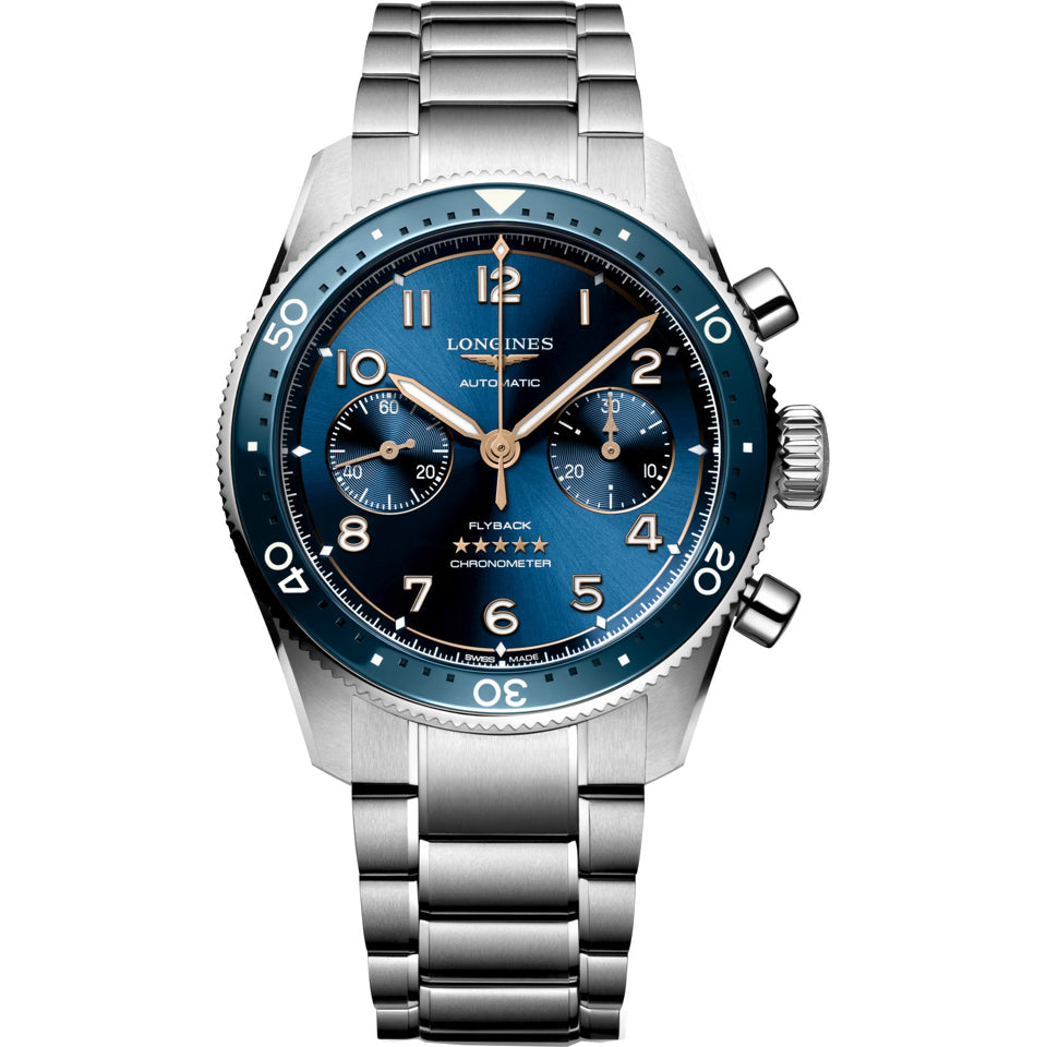 Longines L3.821.4.93.6 Spirit Flyback Blue Dial on Bracelet