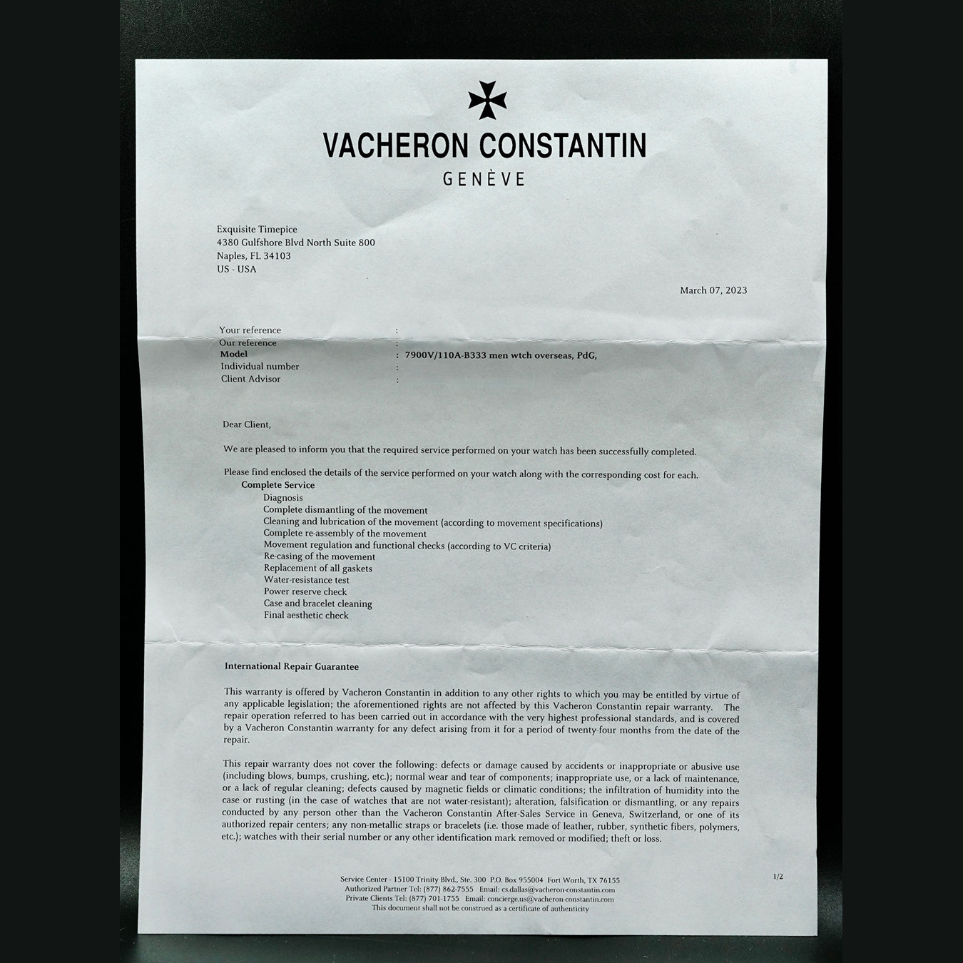 Vacheron Constantin 7900V/110A-B333 Overseas Dual Time Stainless Steel