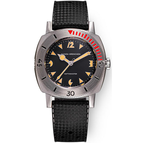 Nivada Grenchen Depthmaster 14105A01 Pacman on Rubber Strap