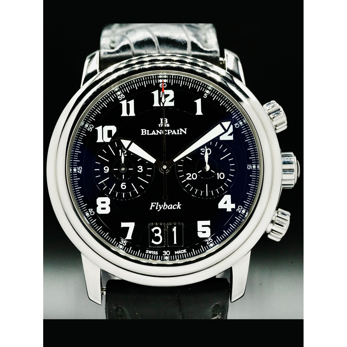 Blancpain 2885F-1130-71 Leman Flyback Chronograph Big Date Black Dial 40mm