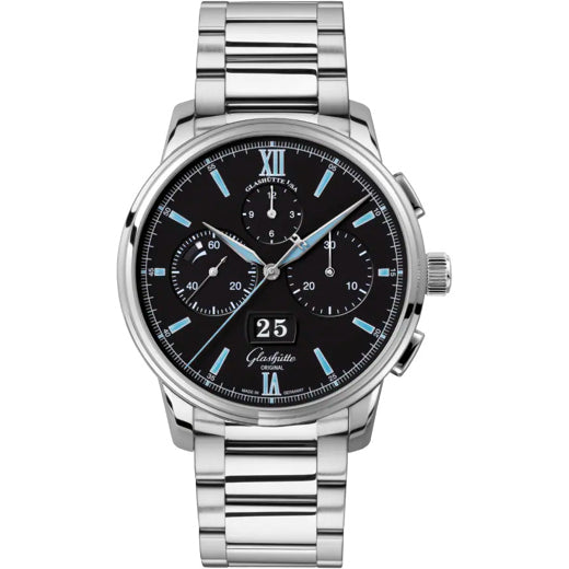 Glashütte Original Senator Chronograph Panorama Date Black Dial on Bracelet