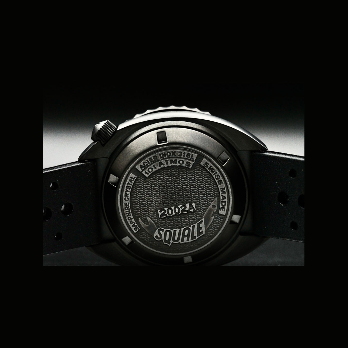Squale 2002 Yellow Dial Rubber Strap B0834-02 2002.PVD.BKY.Y.NT