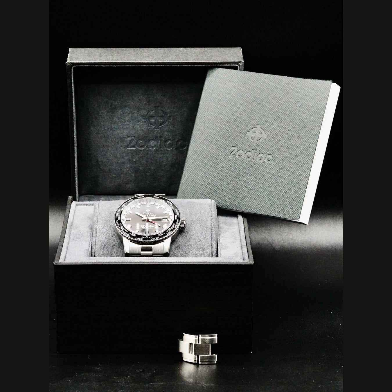Zodiac ZO9409 Super Sea Wolf World Time GMT Black