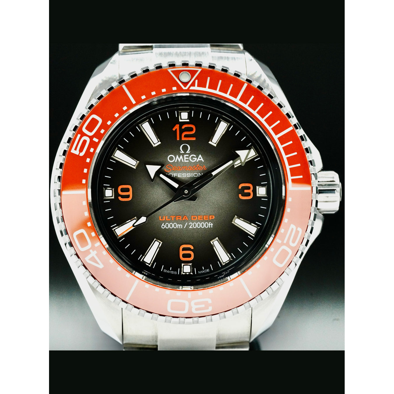 Omega Seamaster Planet Ocean 6000m Ultra Deep Black Dial 45.5mm on Bracelet