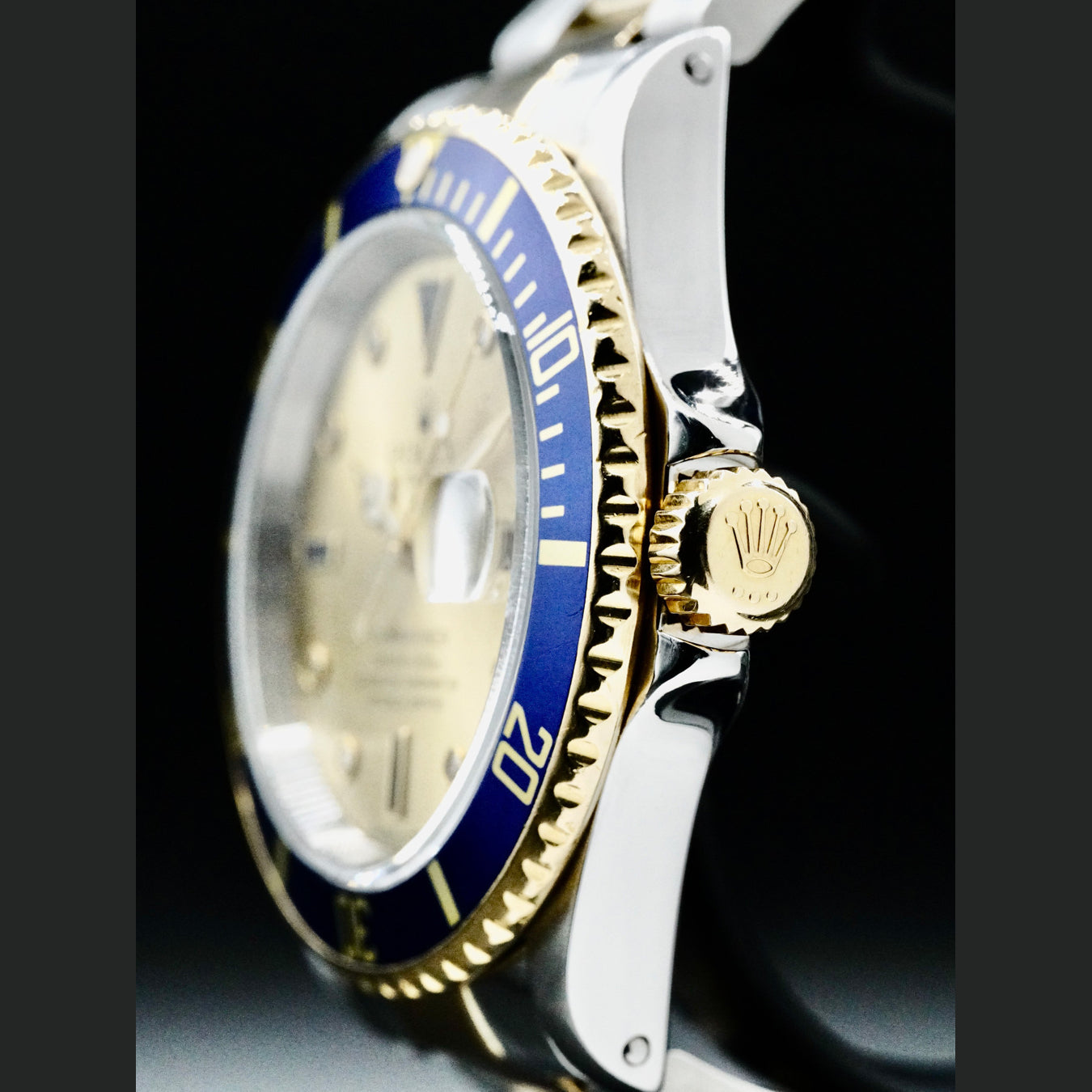 Rolex Submariner Date Steel and Yellow Gold Champagne Serti Dial 16613