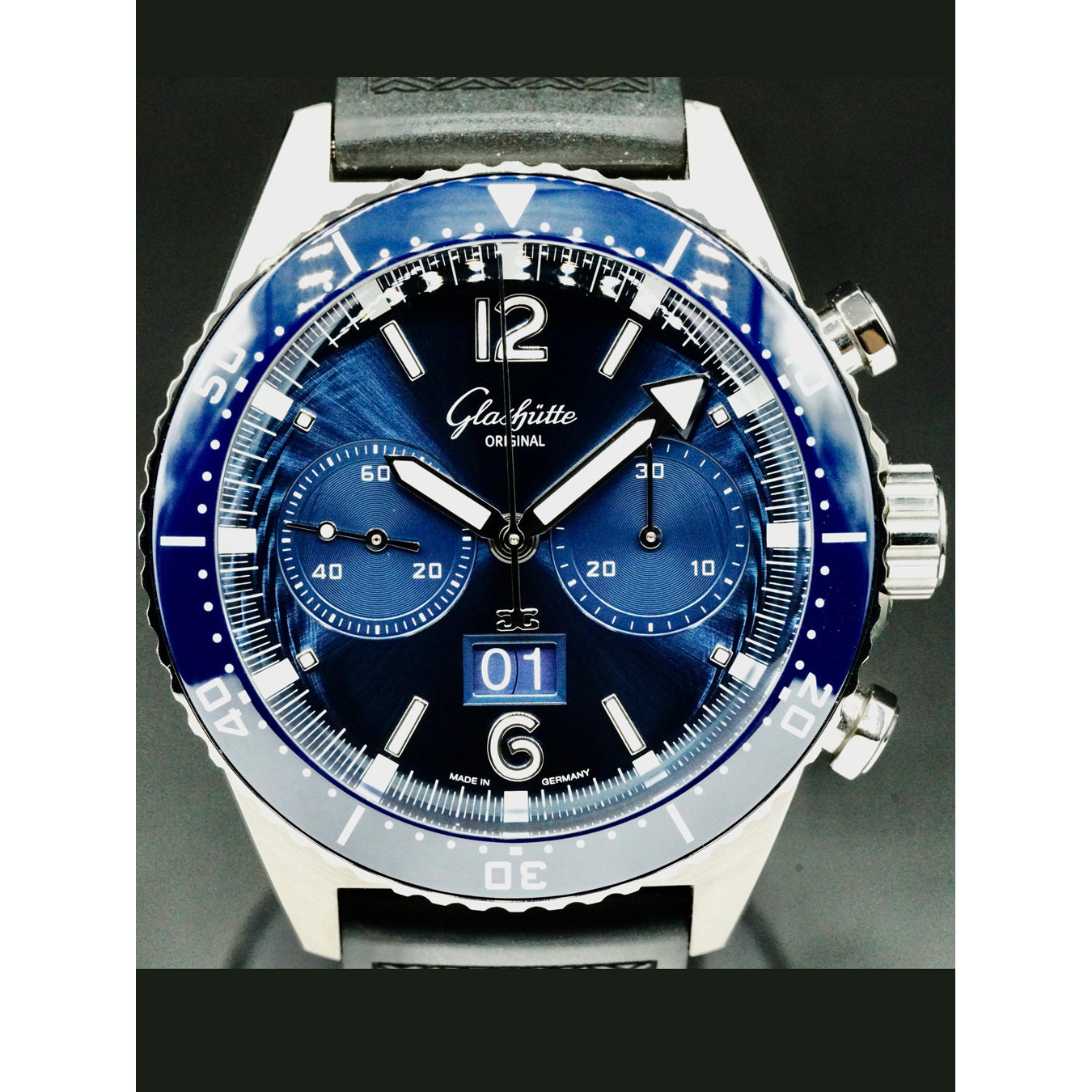 Glashütte Original 1-37-23-02-81-33 SeaQ Chronograph Blue Dial on Rubber Strap