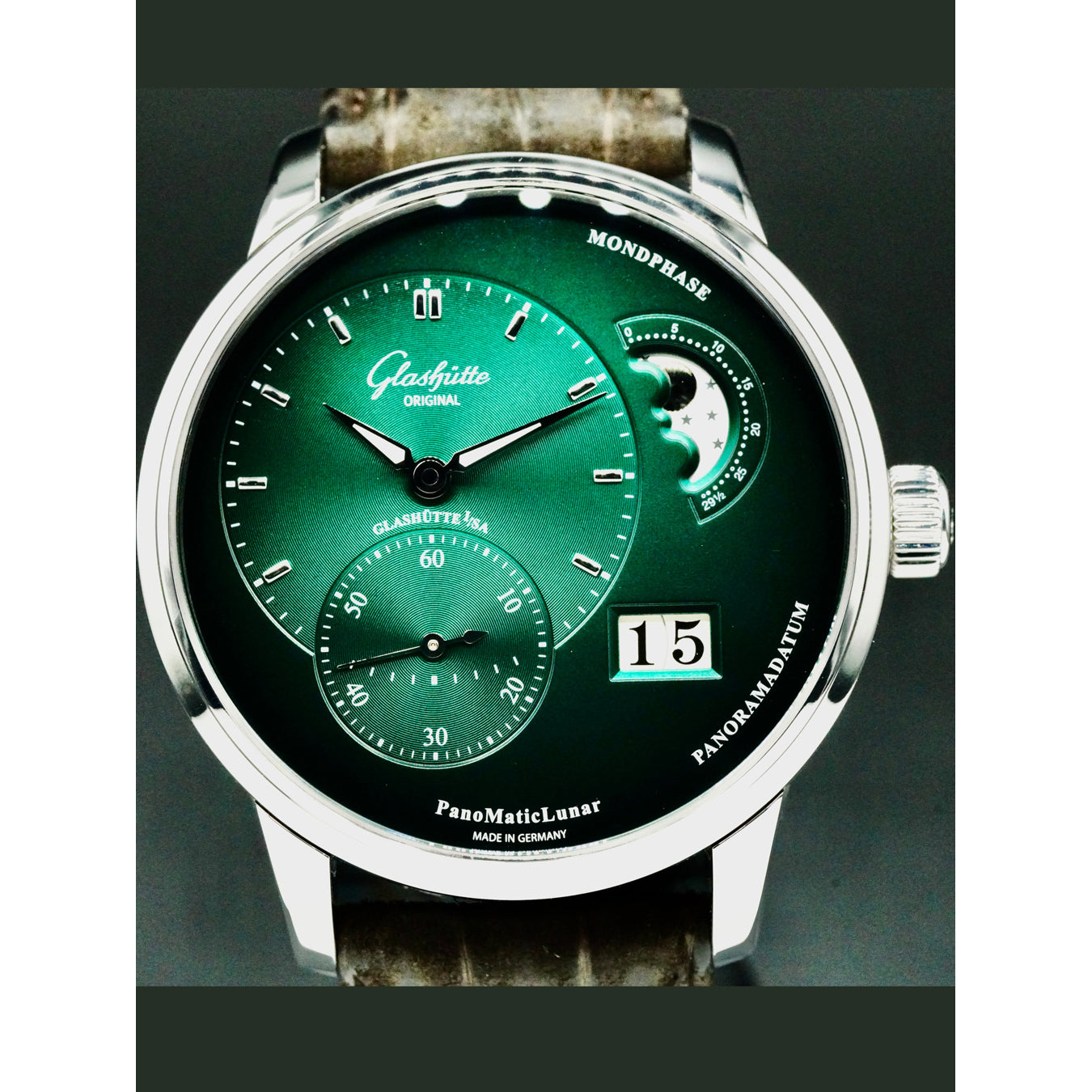 Glashütte Original PanoMaticLunar Green Dial 1-90-02-13-32-31