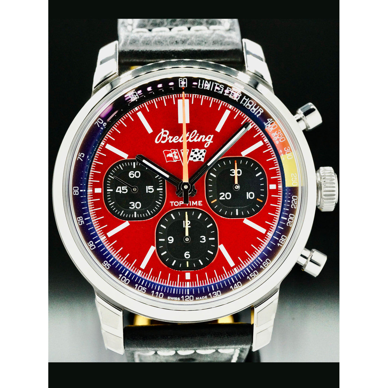 Breitling AB0176 Top Time Red Dial Corvette on Black Strap