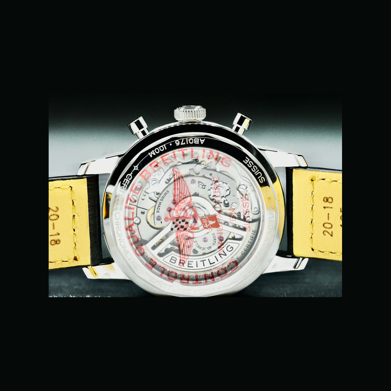 Breitling AB0176 Top Time Red Dial Corvette on Black Strap