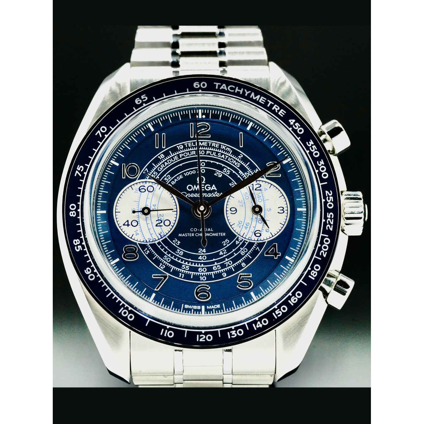 Omega 329.30.43.51.03.001 Speedmaster Chronoscope 43mm Blue Dial on Bracelet