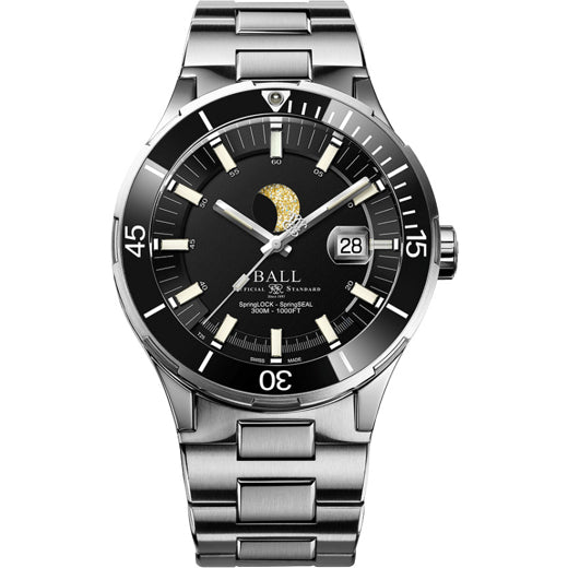 Ball DM3130B-S13J-BK Roadmaster Challenger Moonphase 40mm Black Dial on Bracelet