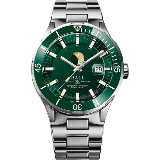 Ball DM3130B-S13J-GR Roadmaster Challenger Moonphase 40mm Green Dial on Bracelet