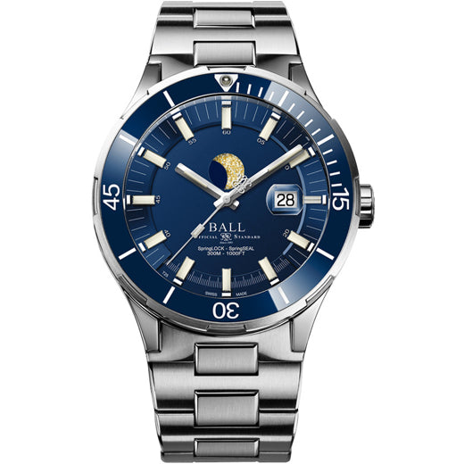 Ball DM3150B-S13J-BE Roadmaster Challenger Moonphase 43mm Blue Dial on Bracelet