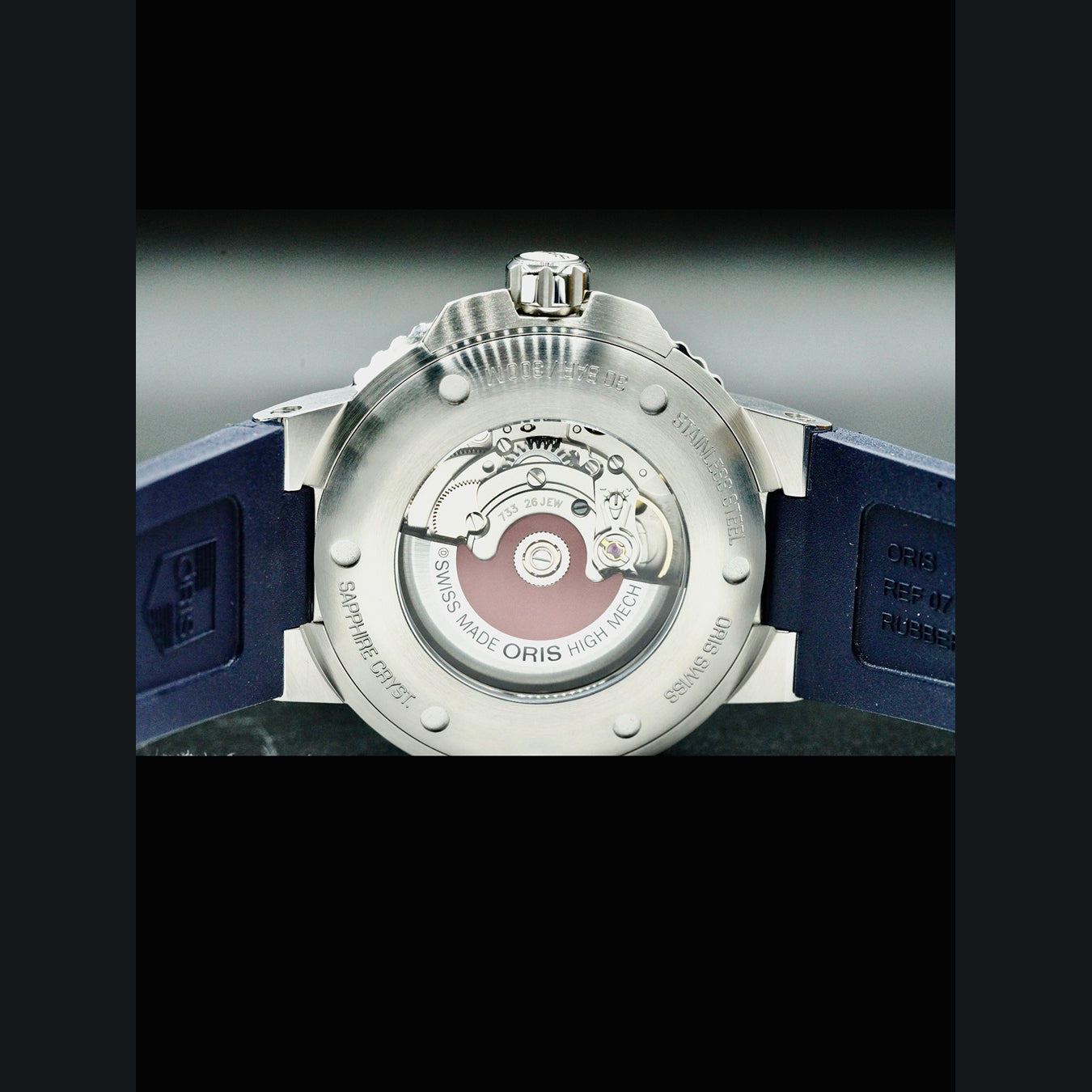 Oris 01 733 7730 4135-07 4 24 65EB Aquis Date Blue Dial on Blue Rubber Strap
