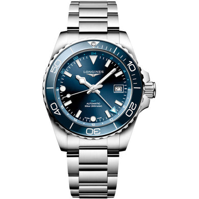Longines Hydroconquest L3.790.4.96.6 GMT Sunray Blue Dial on Bracelet