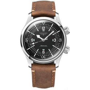 Longines L3.764.4.50.0 Legend Diver 39mm Black Dial on Strap