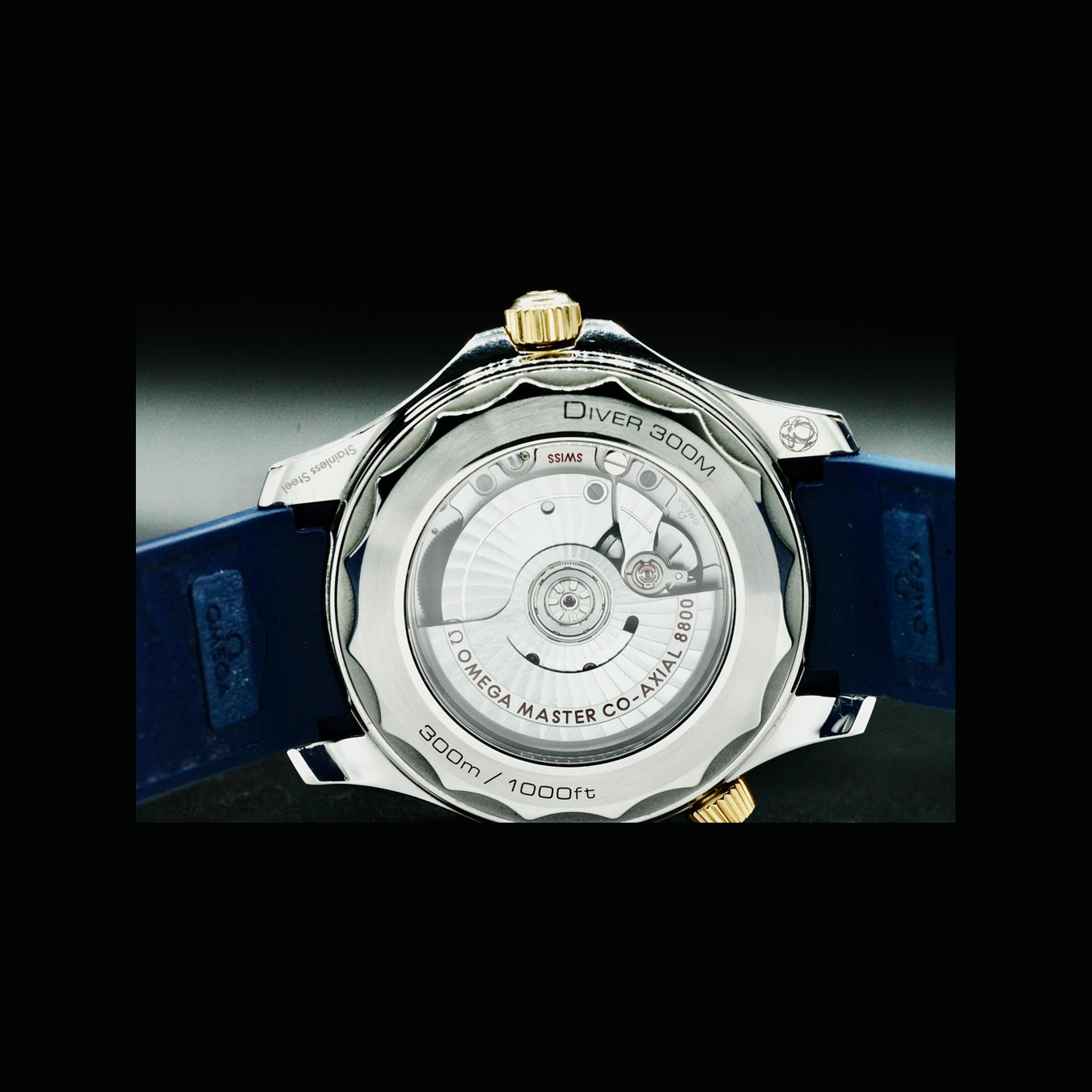 Omega 210.22.42.20.03.001 Seamaster Diver 300M Co-Axial Master Chronometer Steel Yellow Gold on Strap
