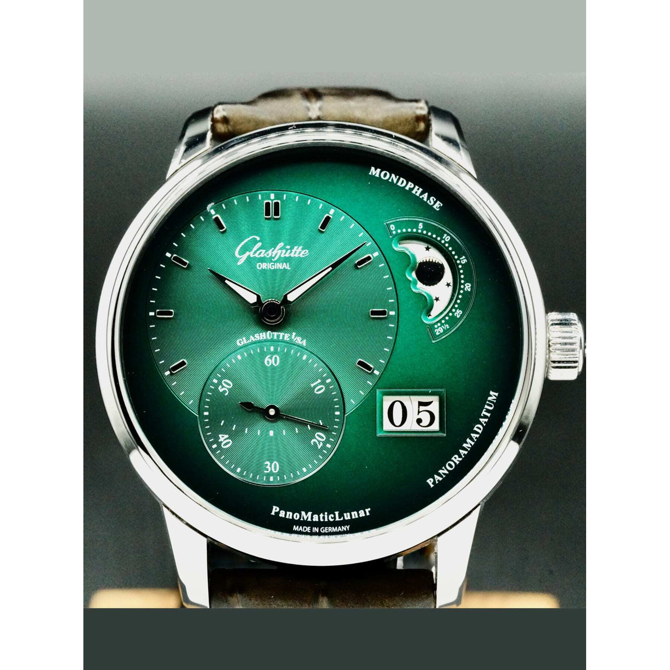 Glashütte Original 1-90-02-13-32-62 PanoMaticLunar Green Dial