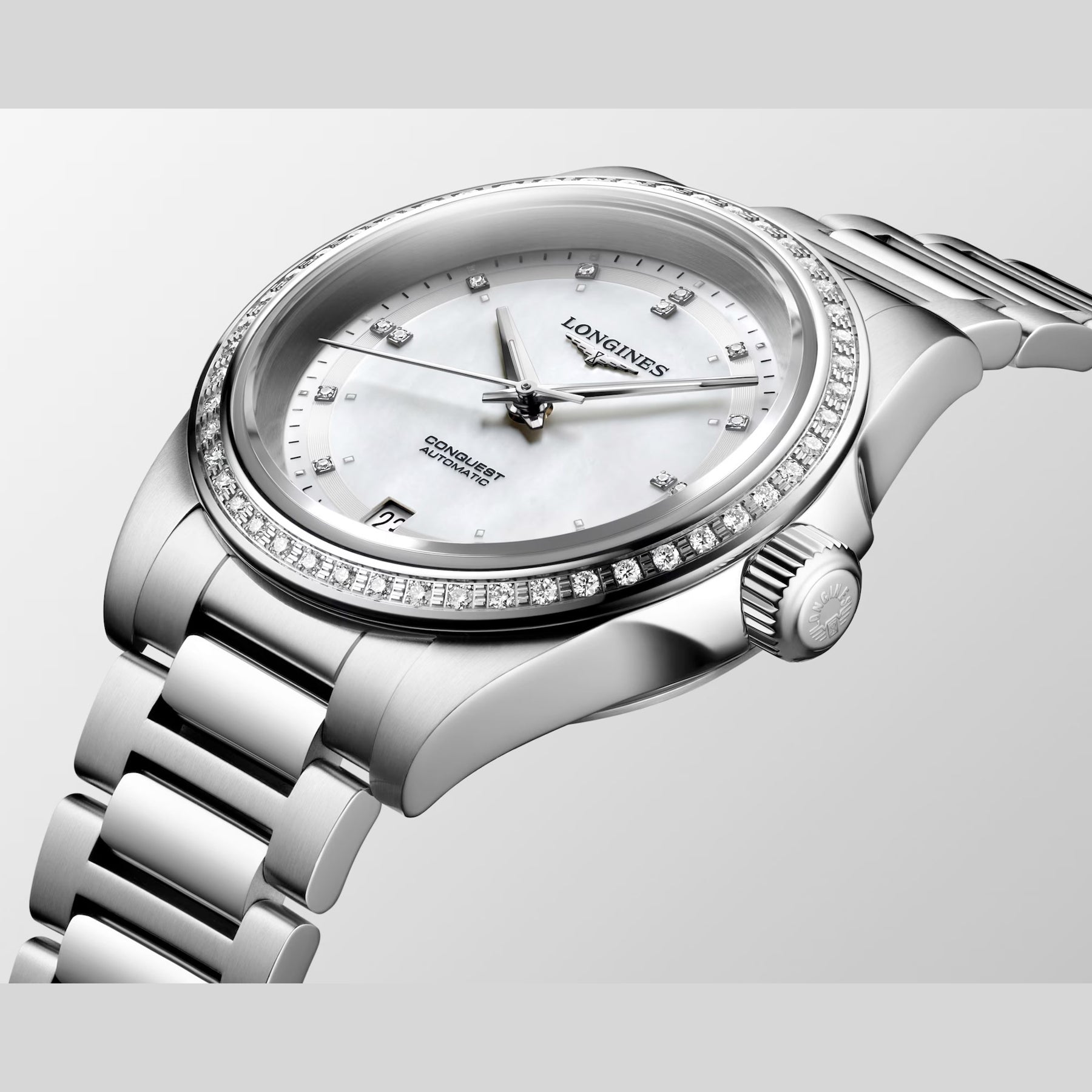 Longines Conquest 2023 L3.430.0.87.6 White Mother-of pearl Dial on Bracelet