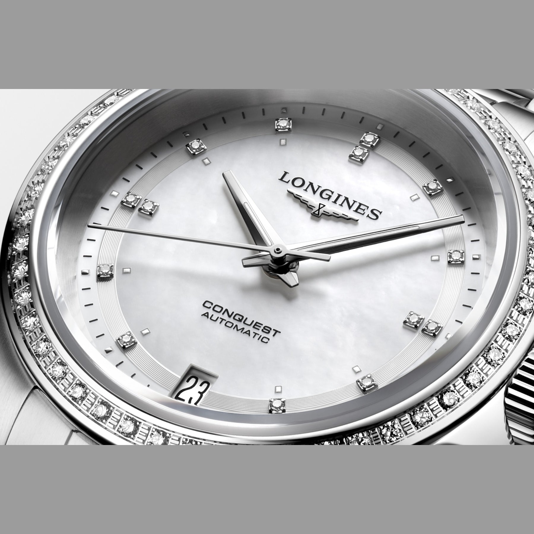 Longines Conquest 2023 L3.430.0.87.6 White Mother-of pearl Dial on Bracelet