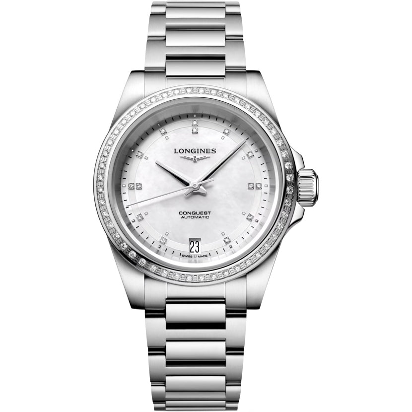 Longines Conquest 2023 L3.430.0.87.6 White Mother-of pearl Dial on Bracelet
