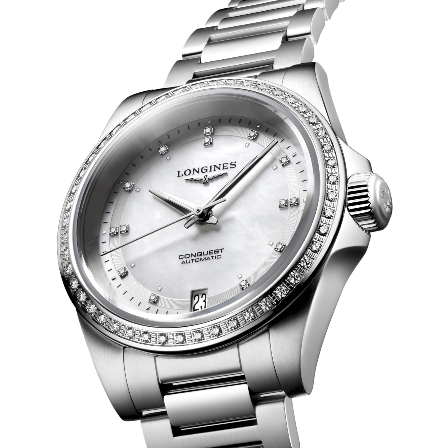 Longines Conquest 2023 L3.430.0.87.6 White Mother-of pearl Dial on Bracelet