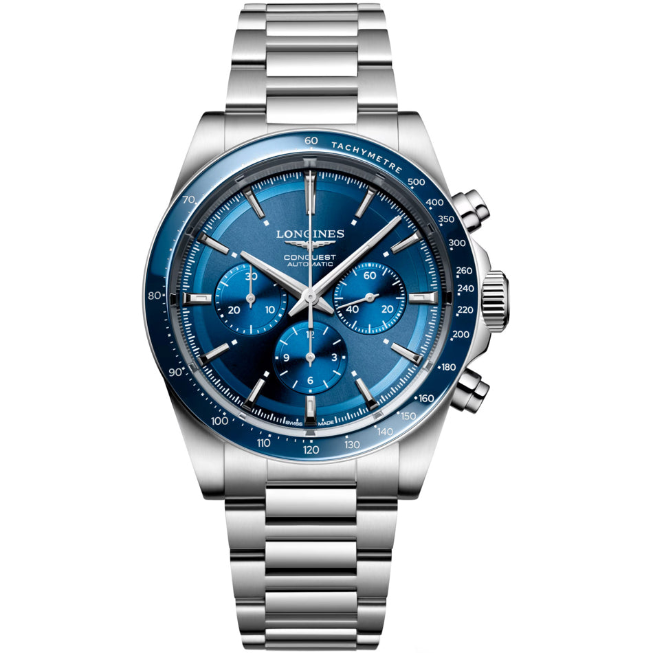Longines Conquest 2023 L3.835.4.92.6 Sunray Blue Dial on Bracelet