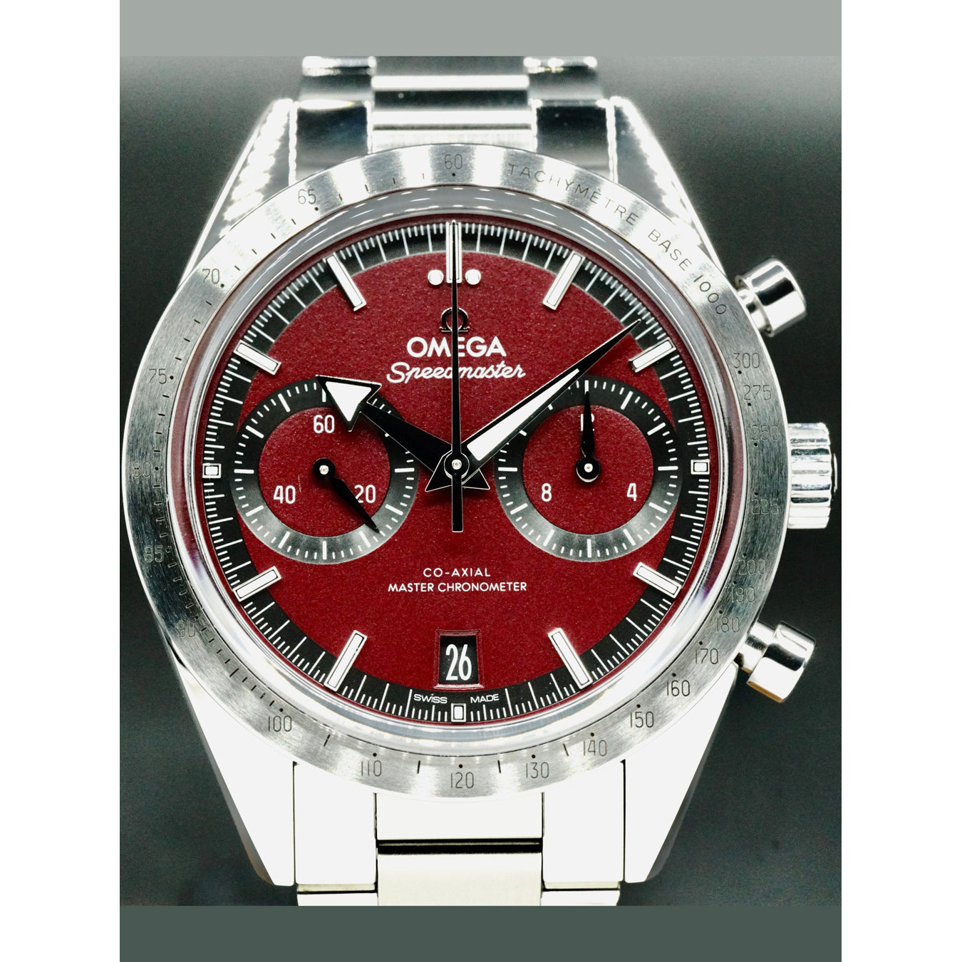 Omega 332.10.41.51.11.001 Speedmaster 57 Coaxial Chronometer Chronograph Red Dial 40.5mm on Bracelet