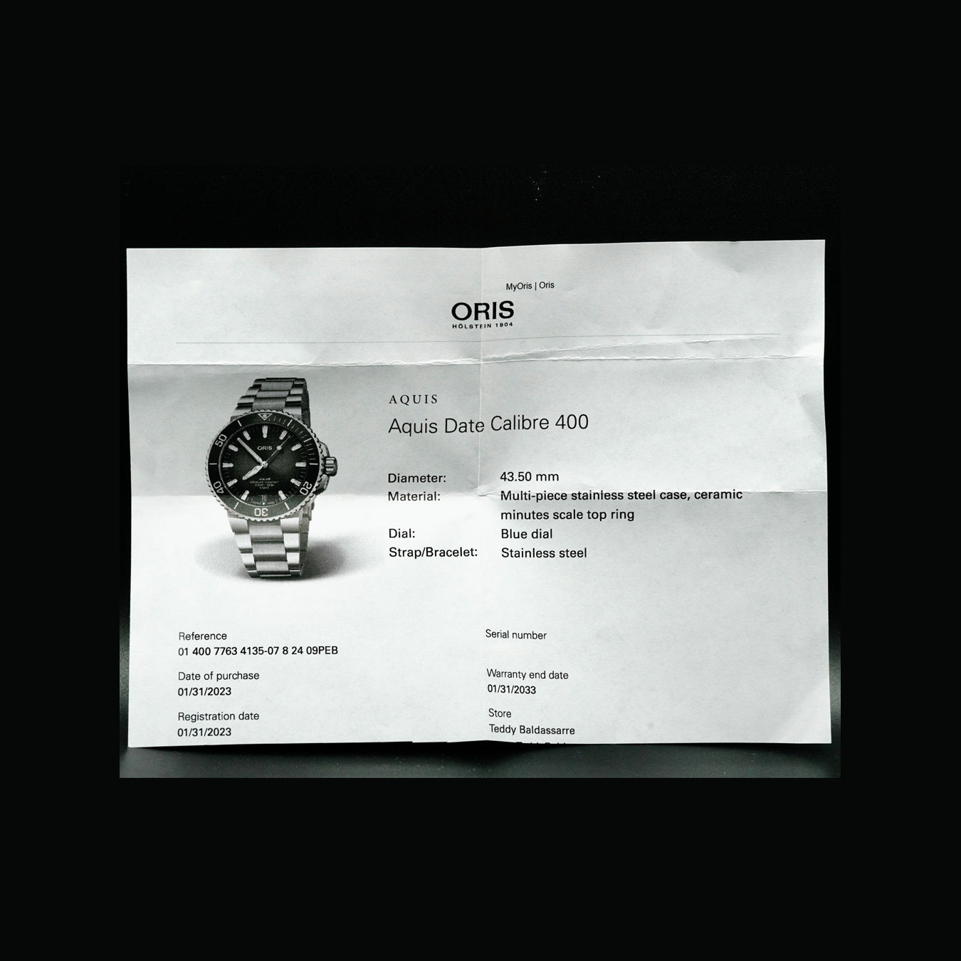 Oris 01 400 7763 4135-07 8 24 09PEB Aquis Date Calibre 400