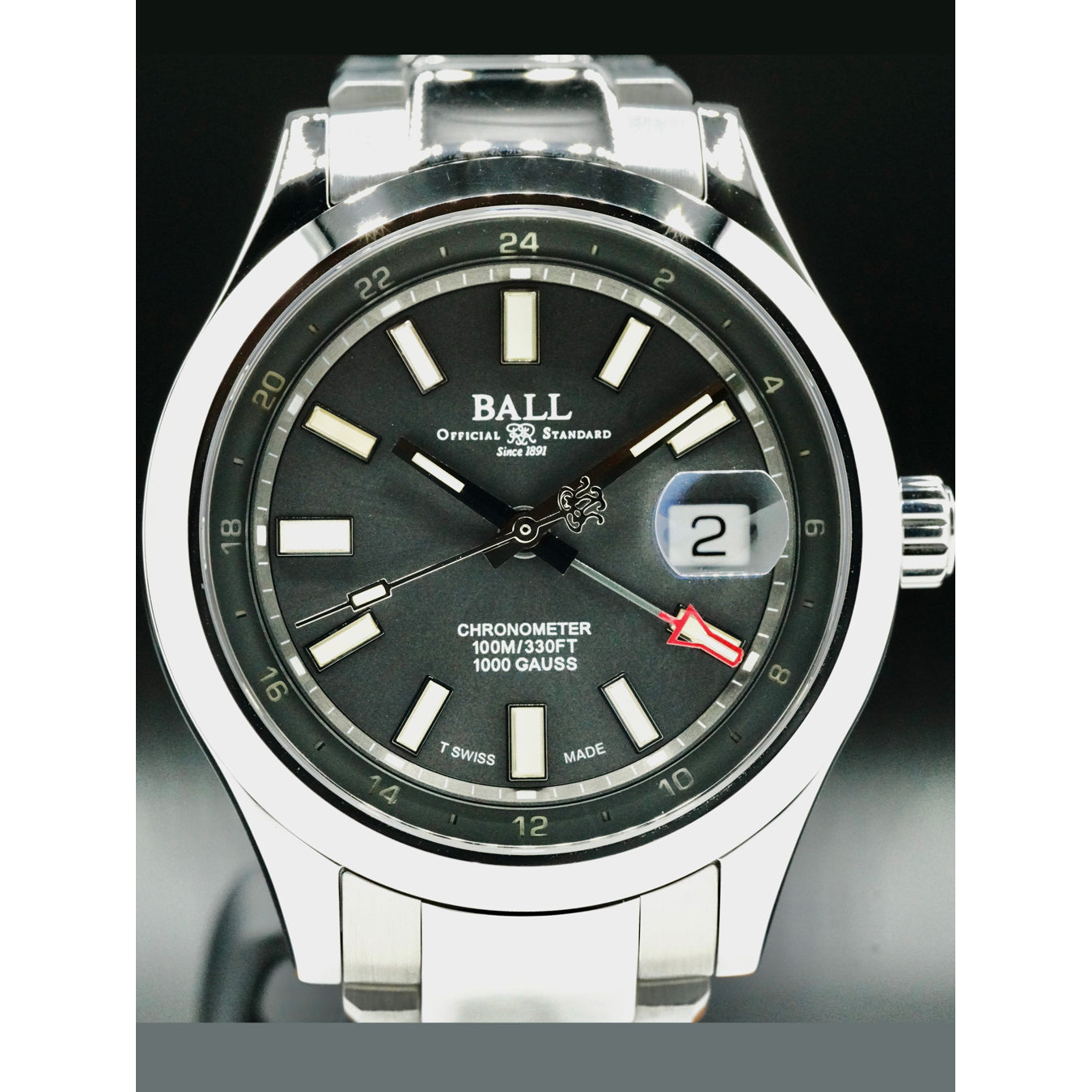 Ball GM9100C-S2C-GYR  Engineer III Endurance 1917 GMT 41mm Grey Dial Rainbow Tubes
