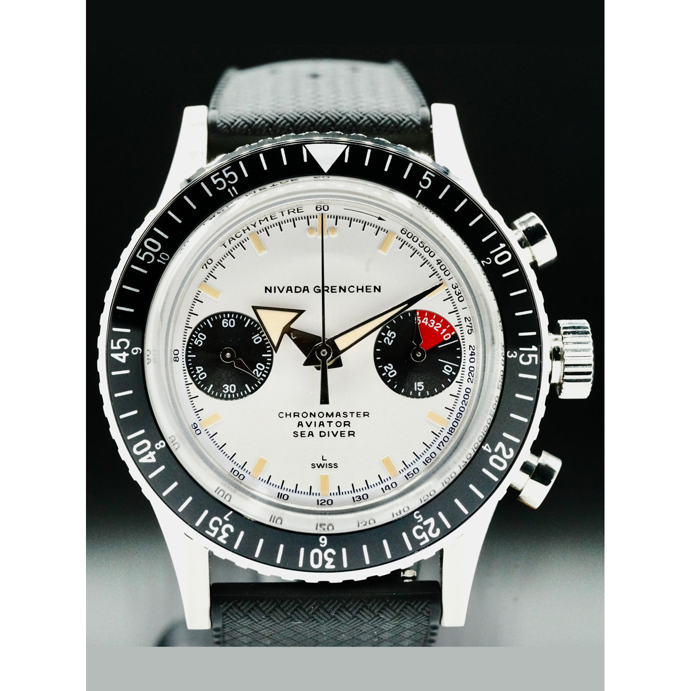 Nivada Grenchen 86004A01 Panda Automatic on Rubber Tropic Strap