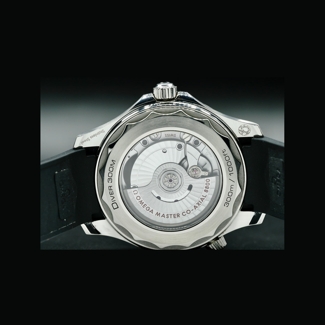 Omega 210.32.42.20.01.001 Seamaster Diver 300M Co-Axial Master Chronometer Black Dial on Rubber Strap