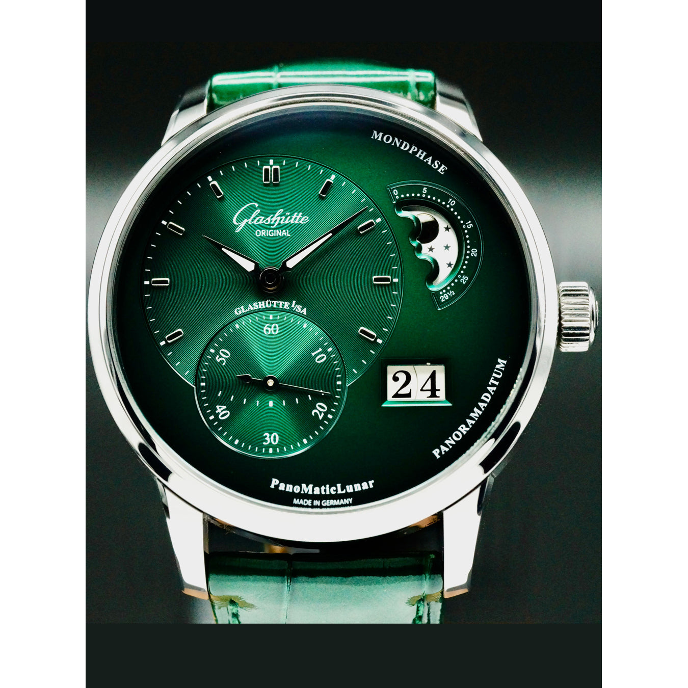 Glashütte Original 1-90-02-13-32-02 PanoMaticLunar Green Dial