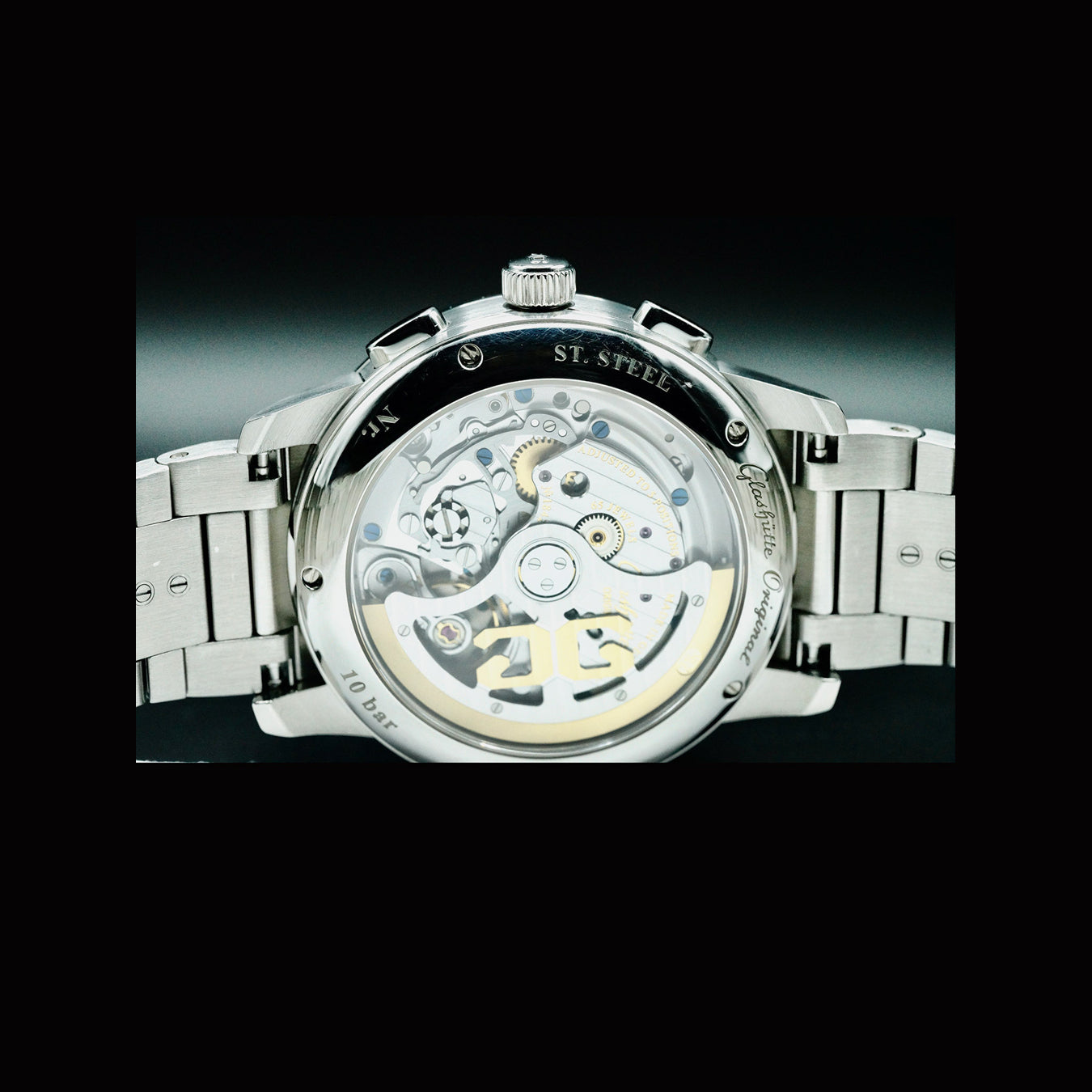 Glashütte Original 1-37-01-03-02-71 Senator Chronograph Panorama Date Black Dial on Bracelet