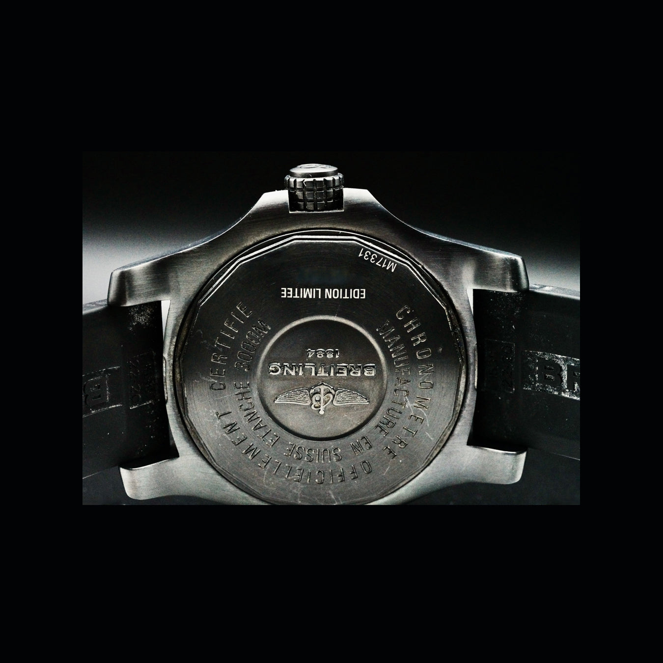 Breitling Superocean Automatic 46 Black Steel Yellow Dial Black Rubber Strap M17368D71