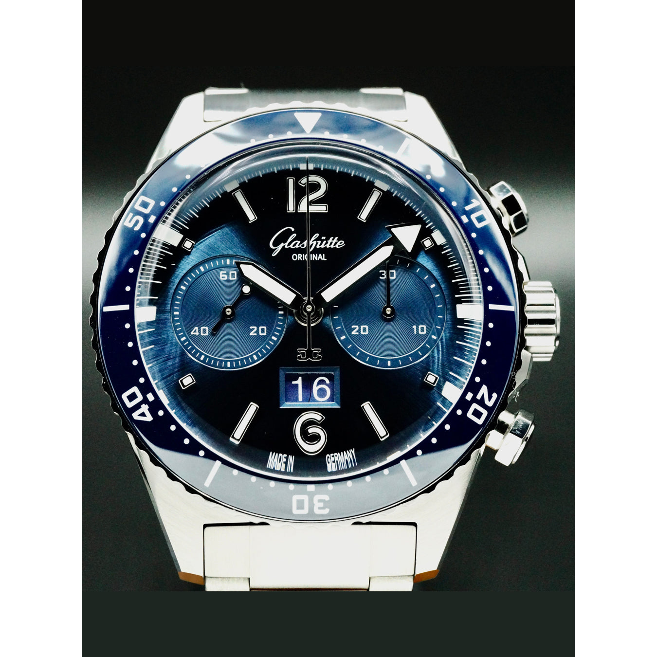 Glashutte Original 1-37-23-02-81-70 SeaQ Chronograph Blue Dial on Bracelet