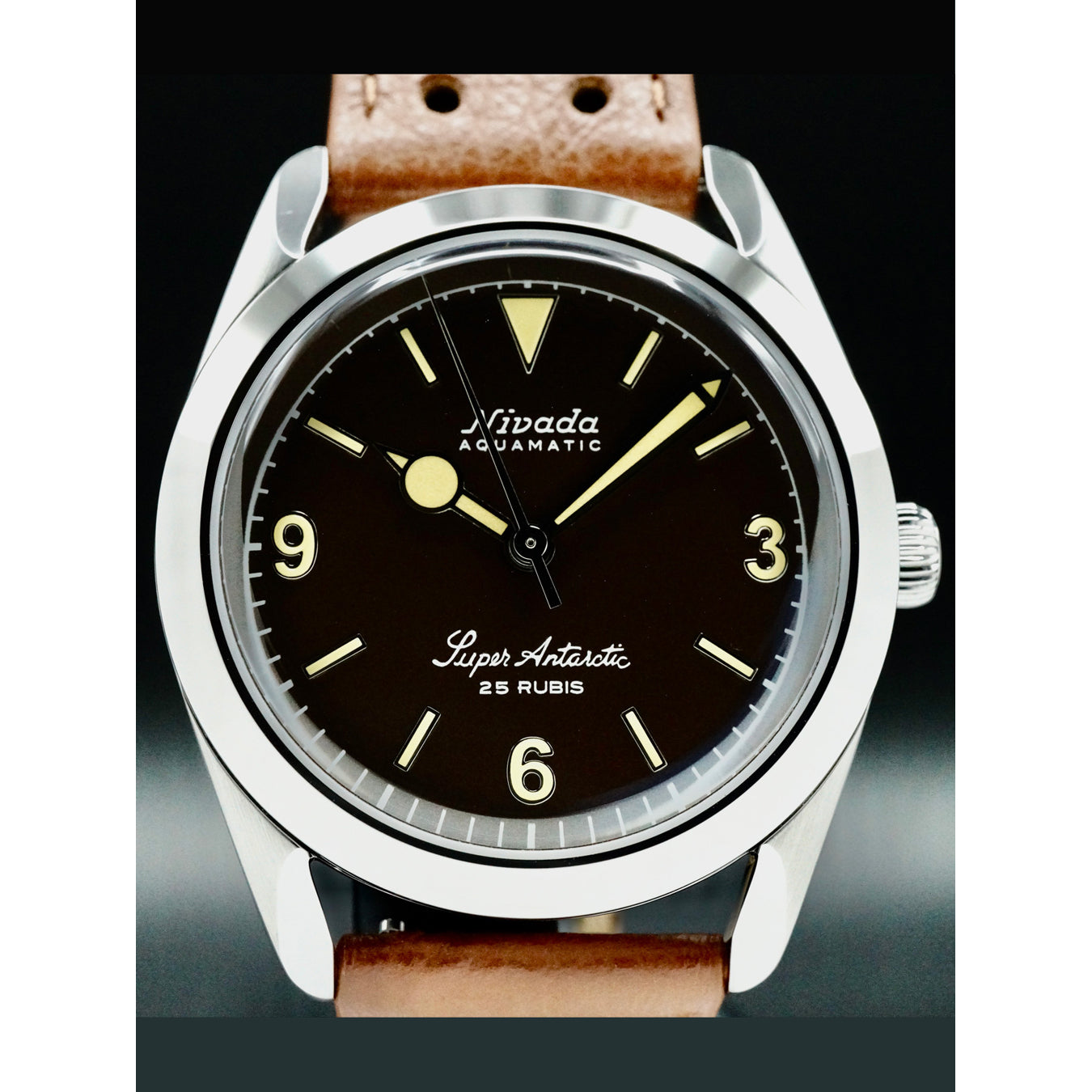 Nivada Grenchen 32041A23 Super Antarctic 3.6.9 Brown No Vintage Effect Beige Luminous
