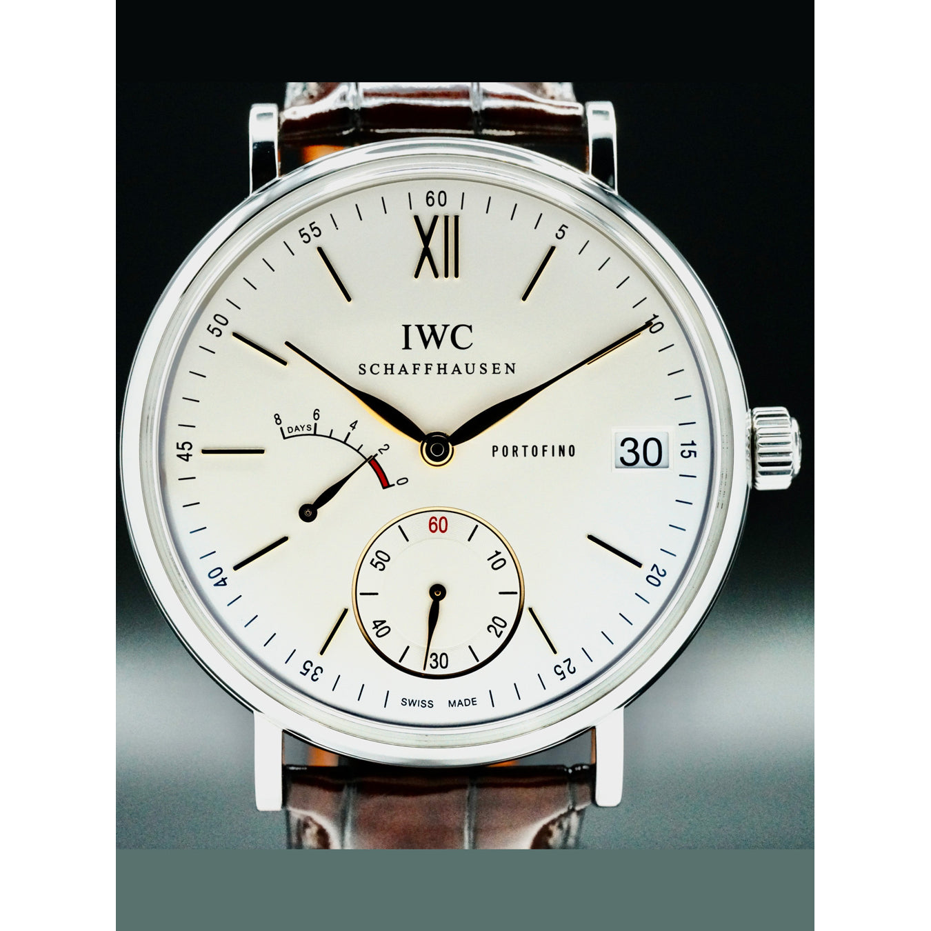 IWC IW5101-03 Portofino Hand-Wound Eight Days Stainless Steel Silver Dial 45mm