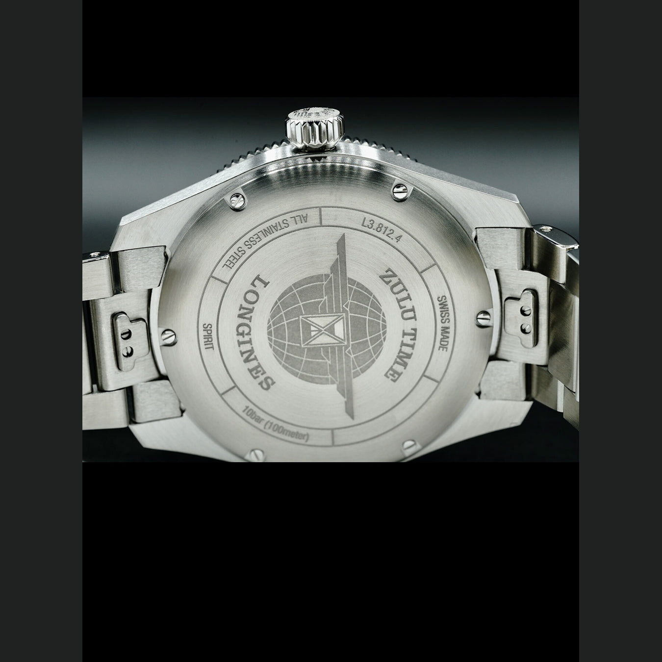 Longines L3.812.4.53.6 Spirit Zulu Time Black Dial