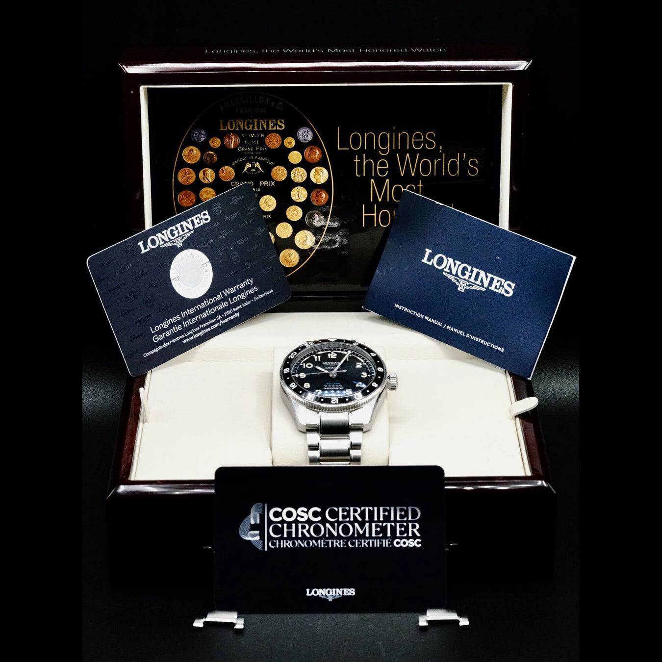 Longines L3.812.4.53.6 Spirit Zulu Time Black Dial