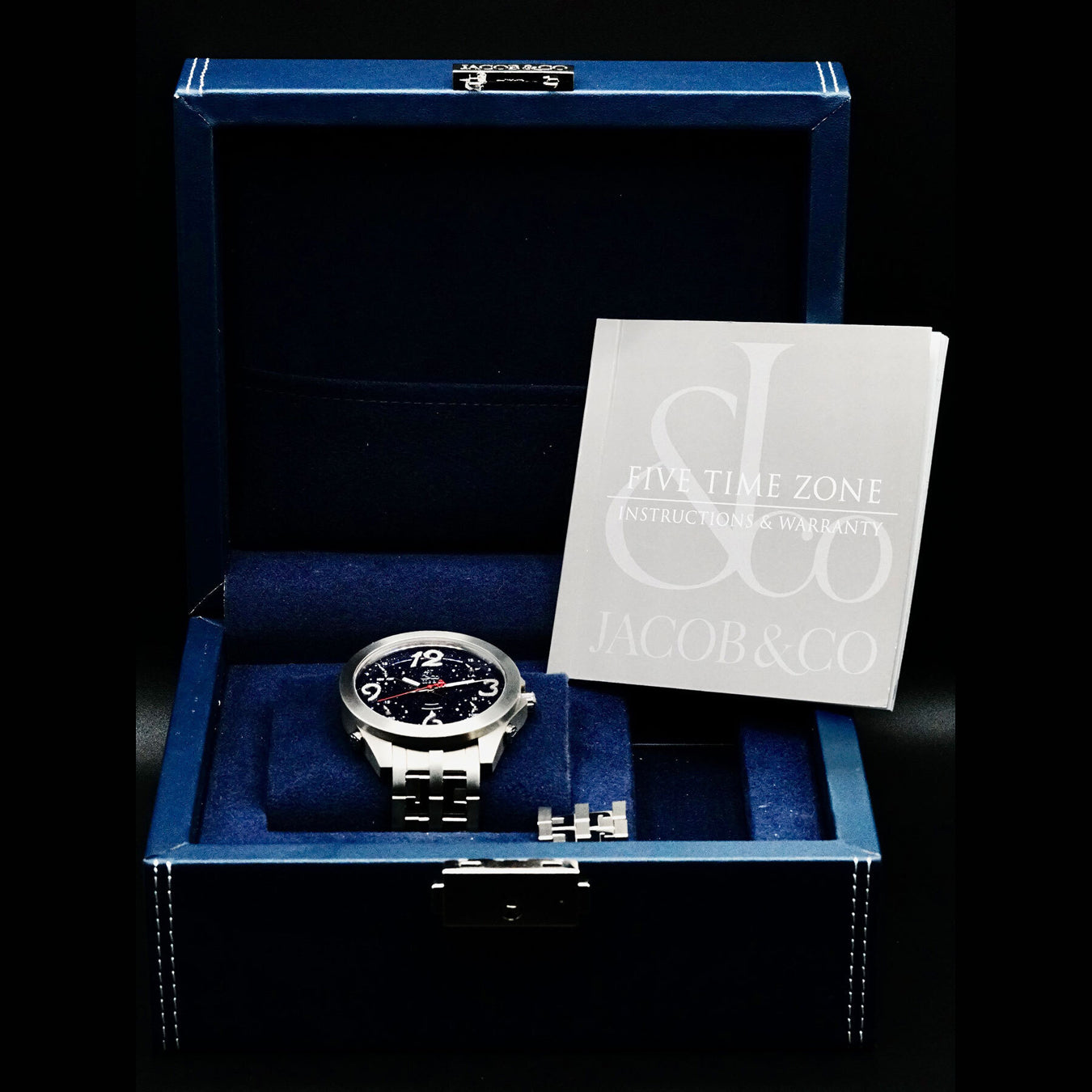 Jacob & Co. JC82B Five Time Zone Factory Dark Blue Diamond Dial