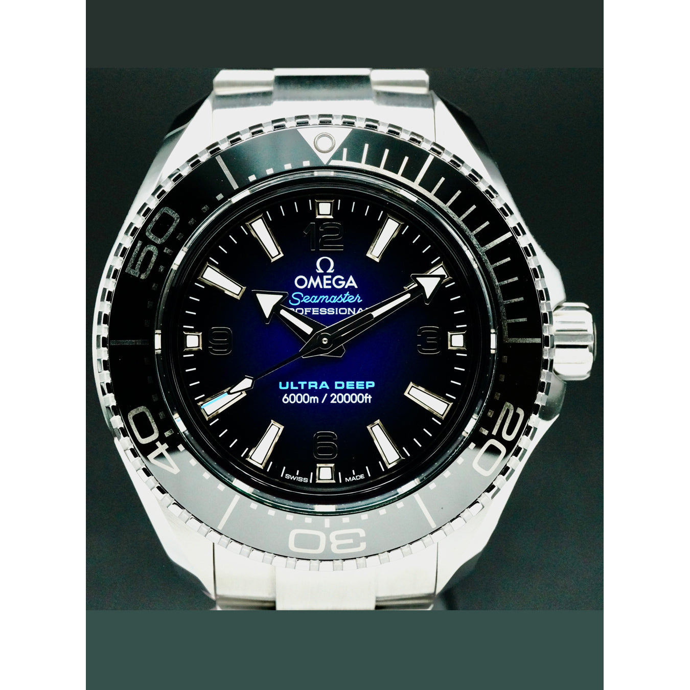 Omega 215.30.46.21.03.001 Seamaster Planet Ocean 6000m Ultra Deep Blue Dial 45.5mm on Bracelet