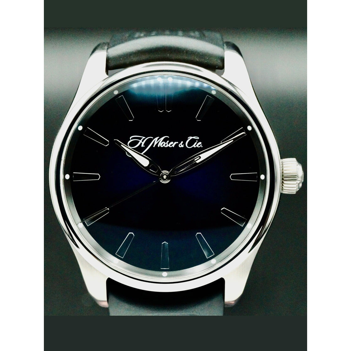 H. Moser & Cie. 3200-1200 Pioneer Centre Seconds Steel Midnight Blue Fume Dial