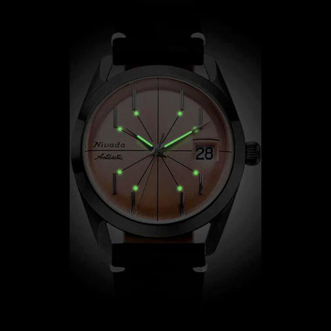 Nivada Grenchen 32042A13 Antartic Spider Salmon Dial Silver Bezel