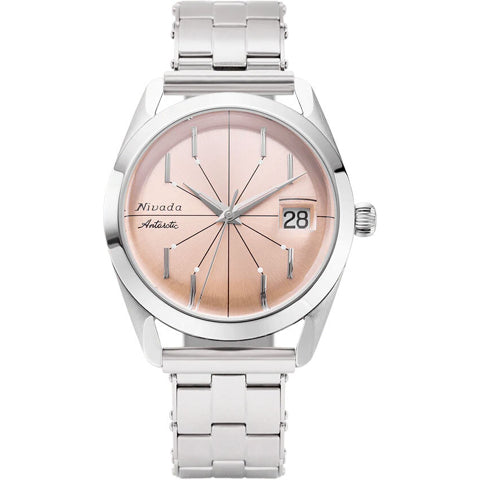 Nivada Grenchen 32042A13 Antartic Spider Salmon Dial Silver Bezel