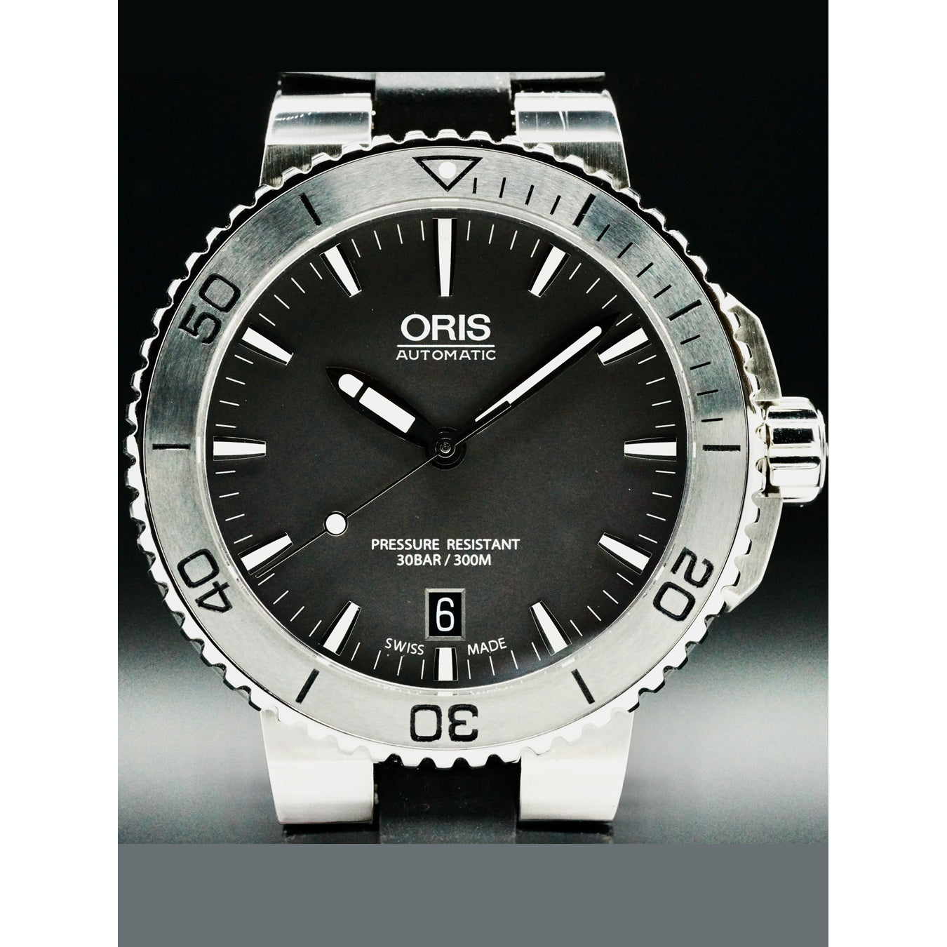 Oris 01 733 7676 4153 Aquis Date Grey Dial SS Mens