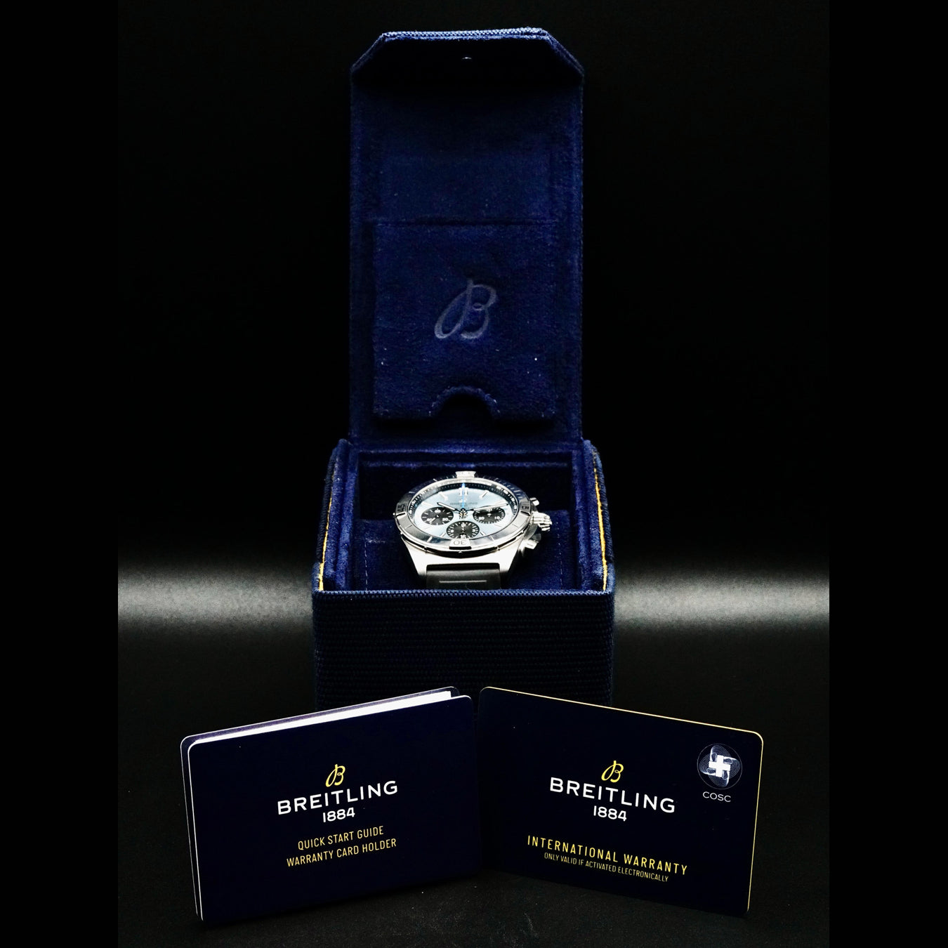 Breitling PB0134101C1S1 Chronomat B01 Ice Blue Dial Platinum Bezel Chronograph 42mm